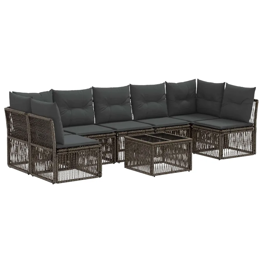 Ensemble de canapé de jardin 8 pcs Gris polyrotin - 2