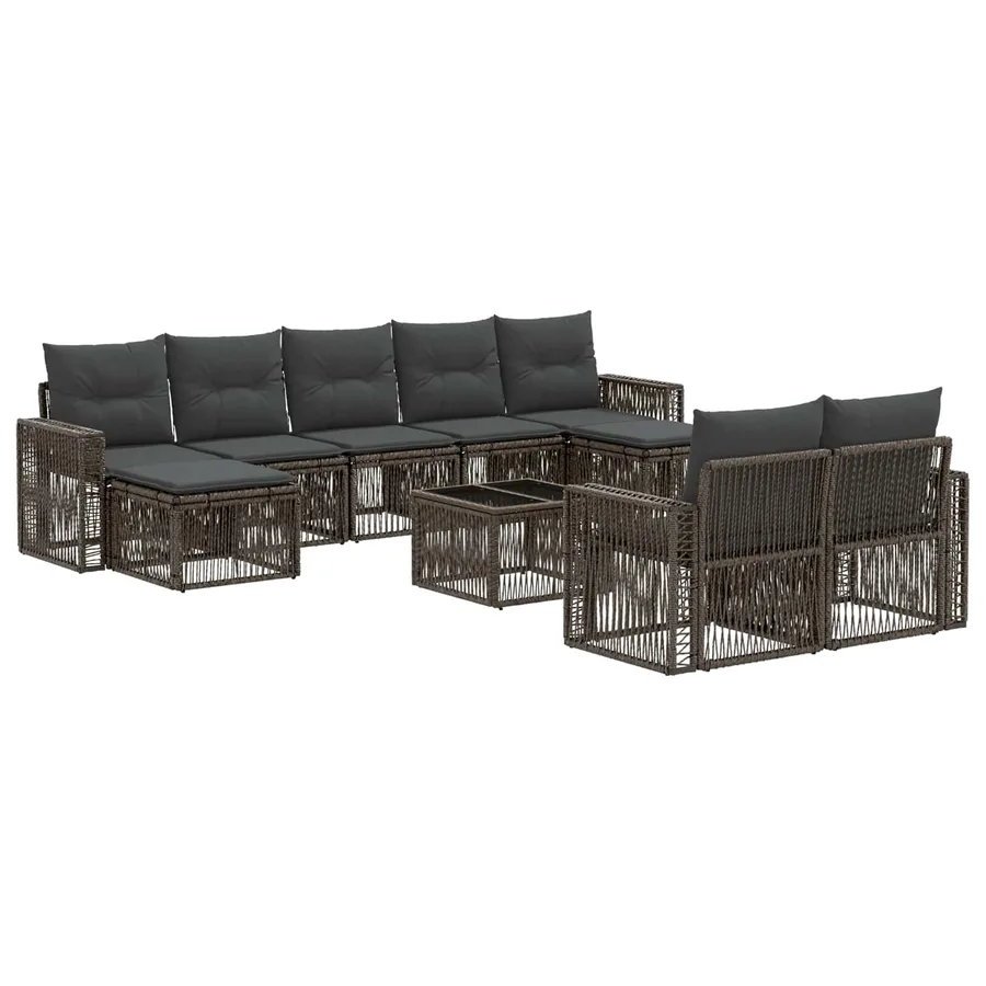 Ensemble de canapé de jardin 10 pcs Gris et Gris foncé - 2