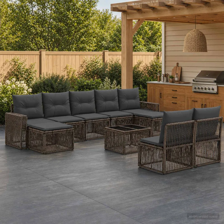Ensemble de canapé de jardin 10 pcs Gris et Gris foncé