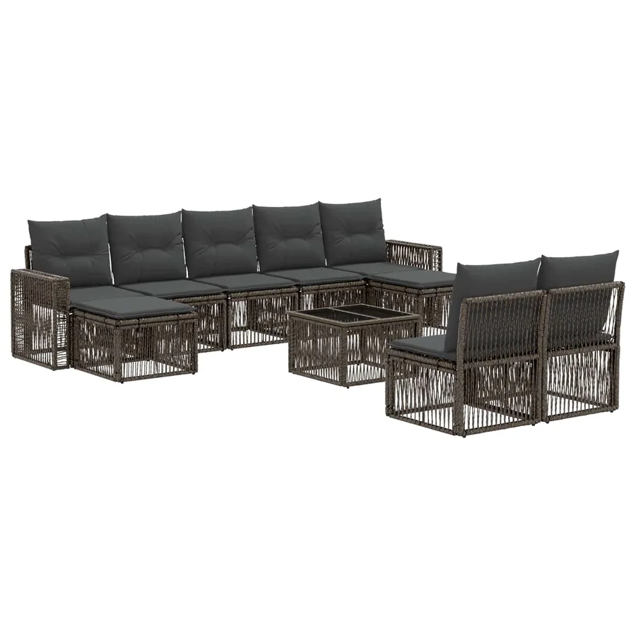 Ensemble de canapé de jardin 10 pcs Gris et Gris foncé - 2