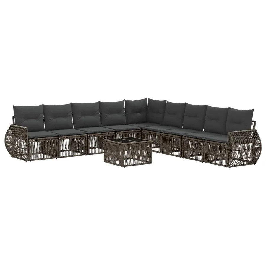 Ensemble de canapé de jardin 10 pcs Gris et Gris foncé - 2