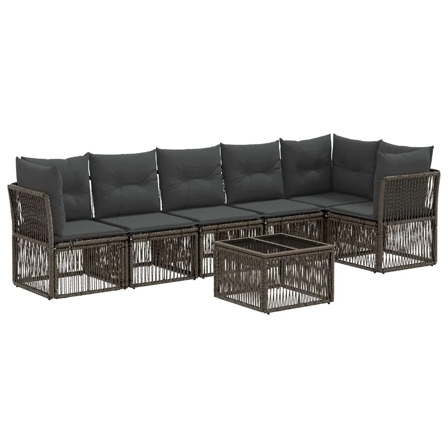 Ensemble de canapé de jardin 7 pcs Gris polyrotin - 2