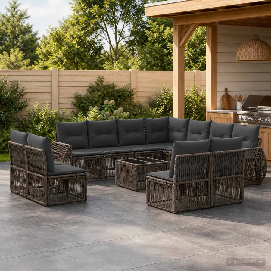 Ensemble de canapé de jardin 12 pcs Gris et Gris foncé