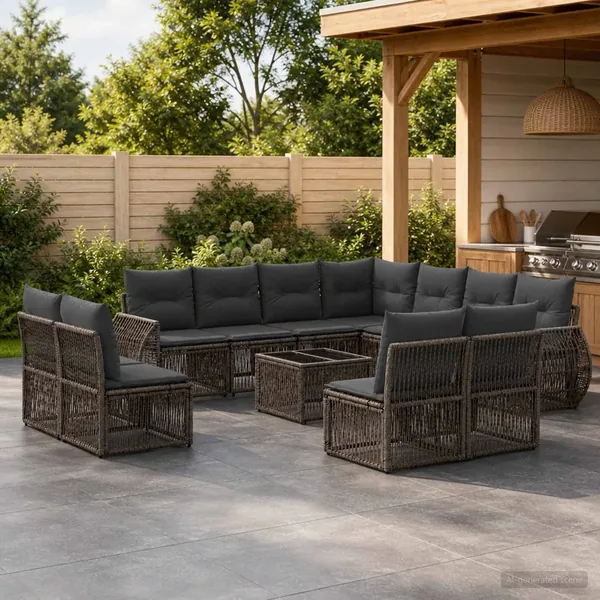 Ensemble de canapé de jardin 12 pcs Gris et Gris foncé