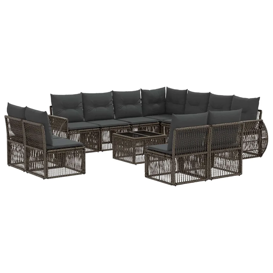 Ensemble de canapé de jardin 12 pcs Gris et Gris foncé - 2