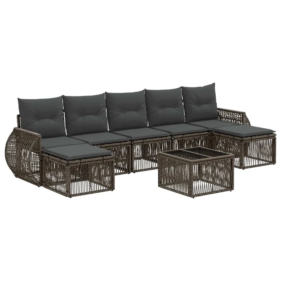 Ensemble de canapé de jardin 8 pcs Gris et Gris foncé polyrotin - 2