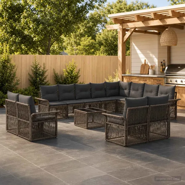 Ensemble de canapé de jardin 13 pcs Gris et Gris foncé