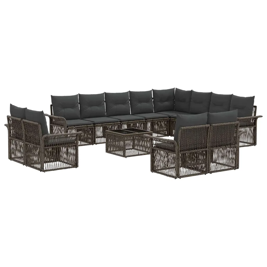 Ensemble de canapé de jardin 13 pcs Gris et Gris foncé - 2