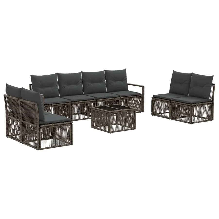 Ensemble de canapé de jardin 9 pcs Gris polyrotin - 2