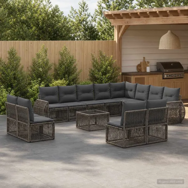 Ensemble de canapé de jardin 13 pcs Gris et Gris foncé
