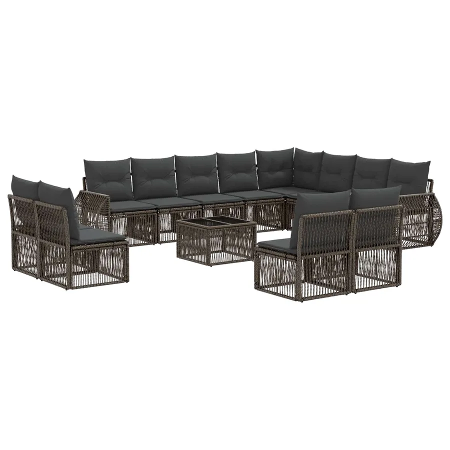 Ensemble de canapé de jardin 13 pcs Gris et Gris foncé - 2