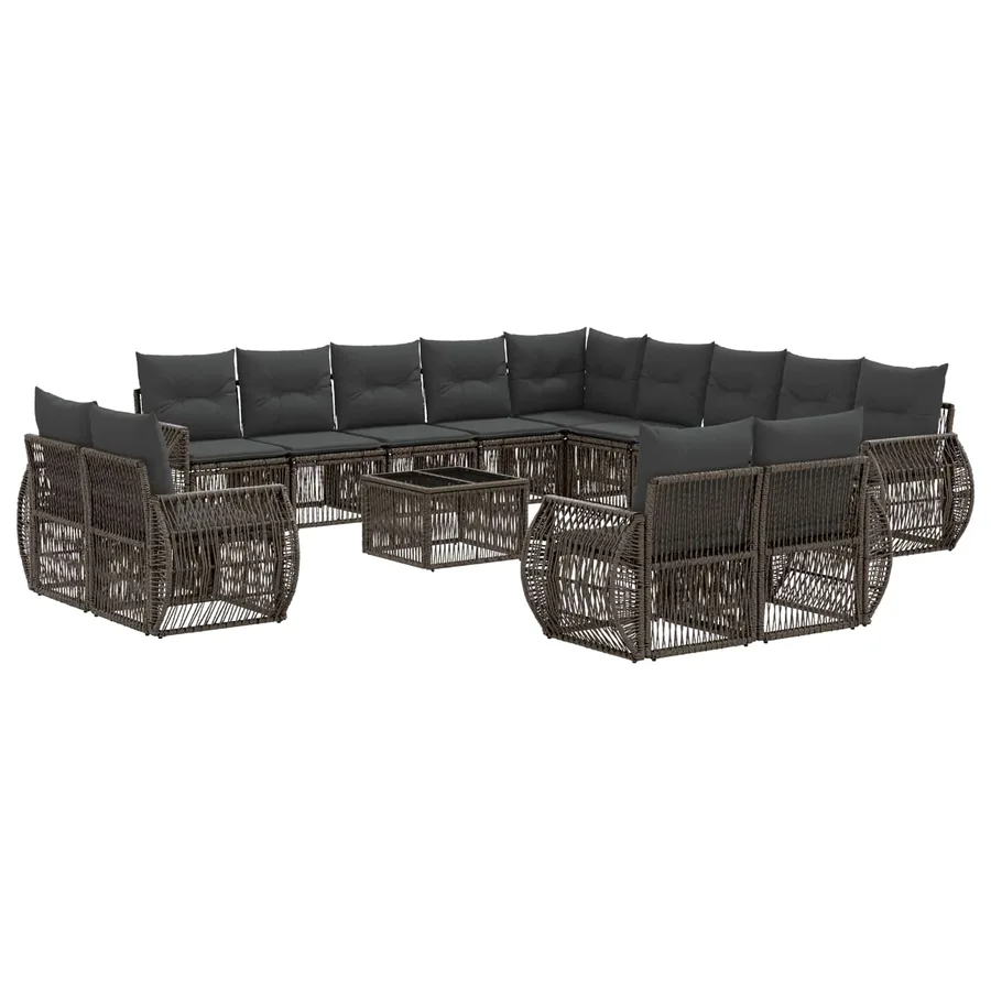 Ensemble de canapé de jardin 14 pcs Gris et Gris foncé - 2