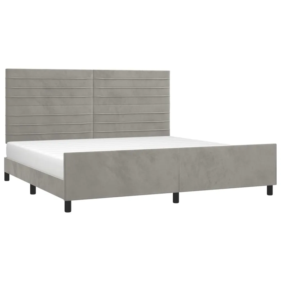 Cadre de lit sans matelas gris clair 200x200 cm velours - 3