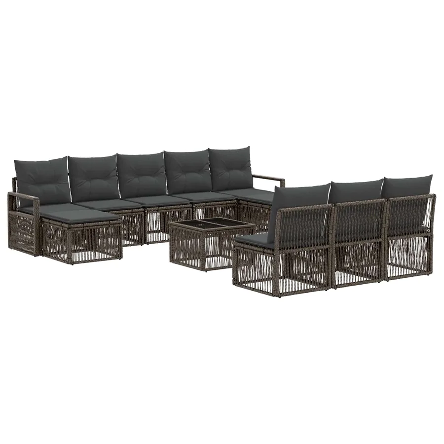 Ensemble de canapé de jardin 11 pcs Gris polyrotin - 2