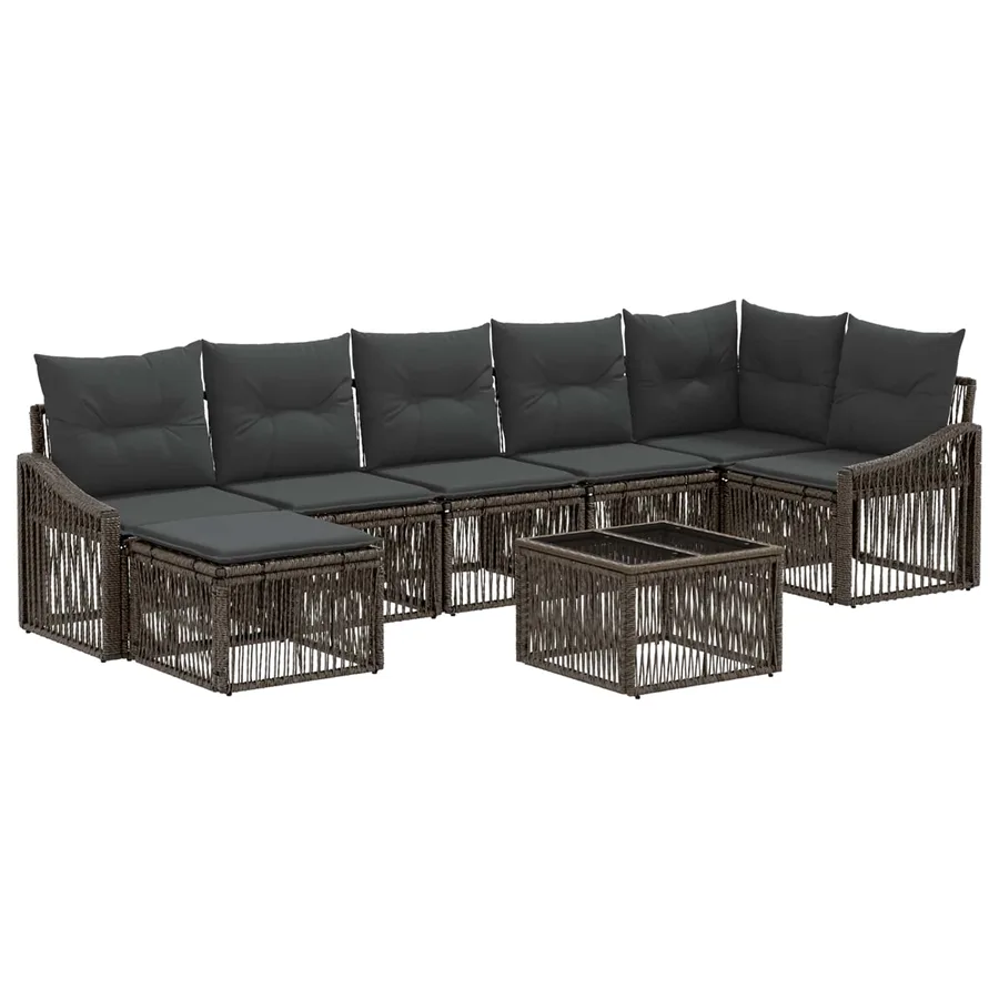 Ensemble de canapé de jardin 8 pcs Gris polyrotin - 2