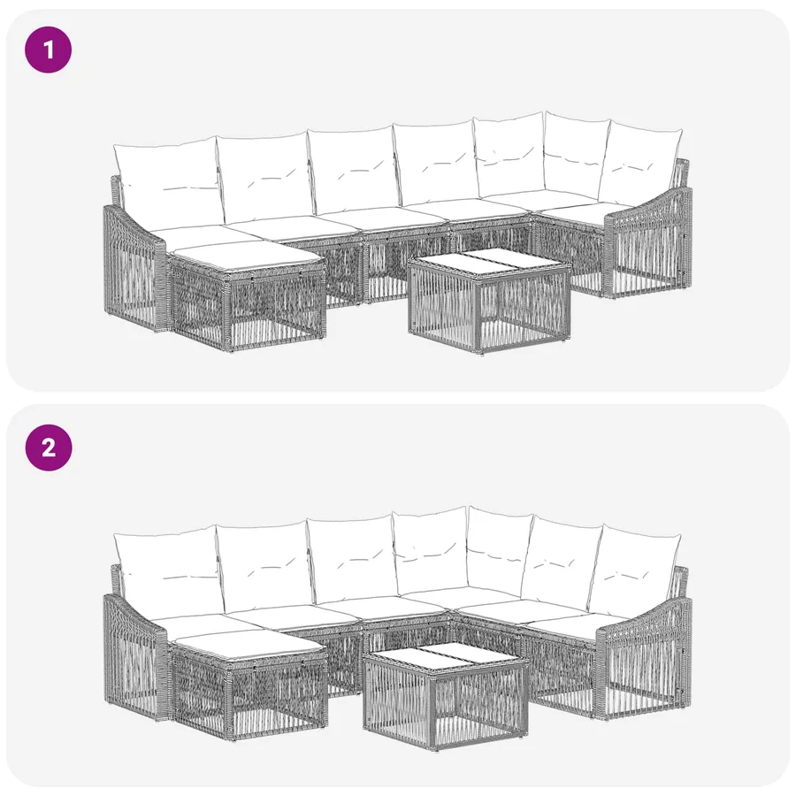Ensemble de canapé de jardin 8 pcs Gris polyrotin - 9