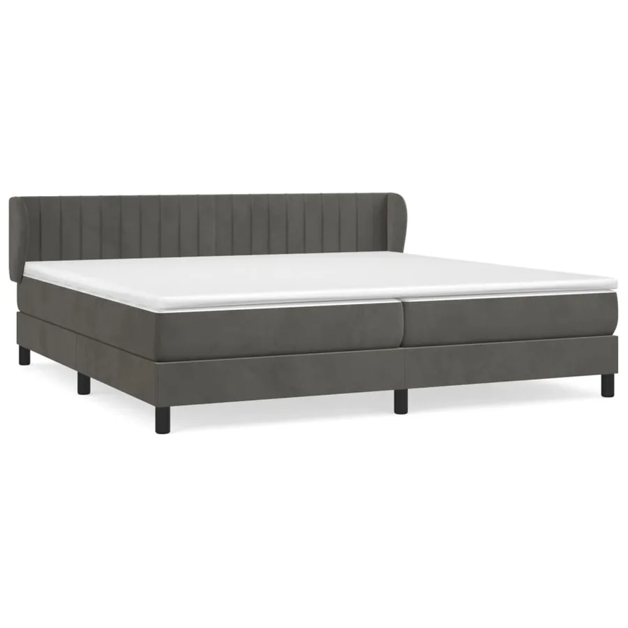 Sommier à lattes de lit et matelas Gris foncé 200x200cm Velours - 2