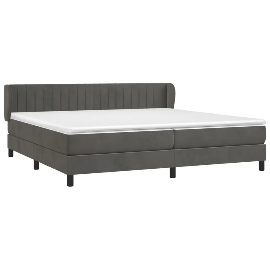 Sommier à lattes de lit et matelas Gris foncé 200x200cm Velours - 3