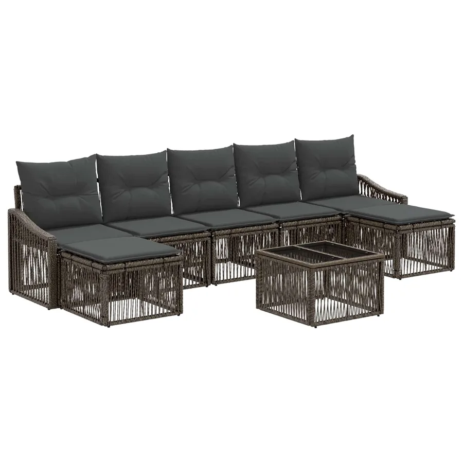 Ensemble de canapé de jardin 8 pcs Gris polyrotin - 2