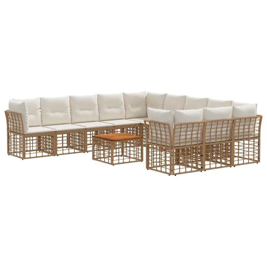 Ensemble de canapés d'extérieur 12 pcs Blanc Naturel et Crème - 2