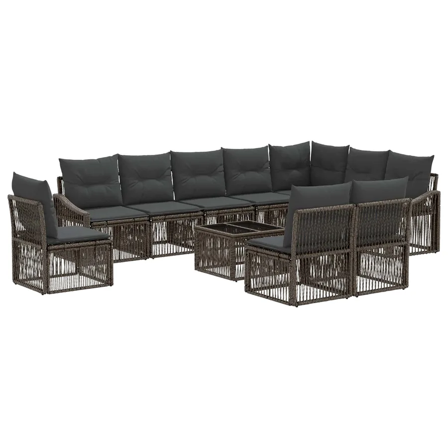 Ensemble de canapé de jardin 11 pcs Gris polyrotin - 2