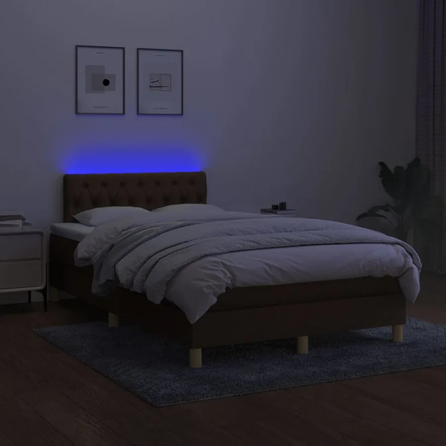 Sommier à lattes de lit matelas et LED Marron foncé 120x200 cm - 4