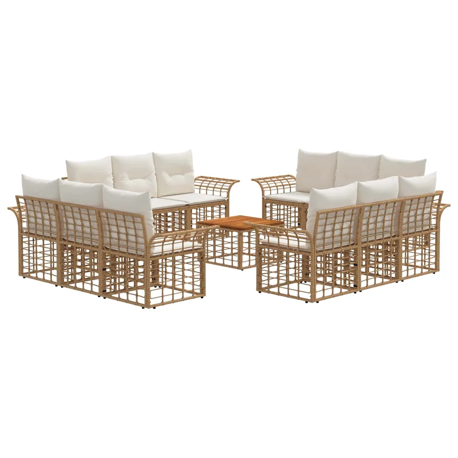 Ensemble de canapés d'extérieur 13 pcs Blanc Naturel et Crème - 2