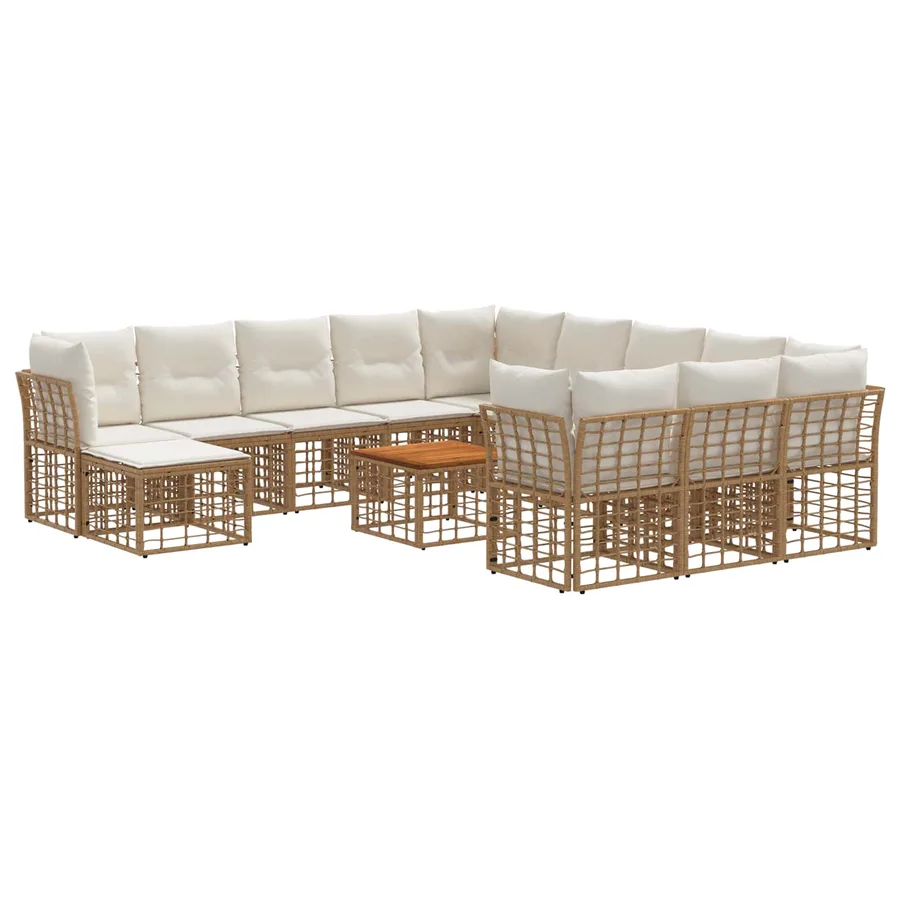 Ensemble de canapés d'extérieur 13 pcs Blanc Naturel et Crème - 2
