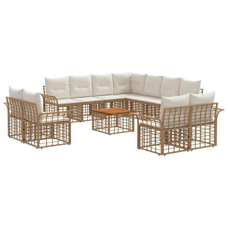 Ensemble de canapés d'extérieur 12 pcs Blanc Naturel et Crème - 2