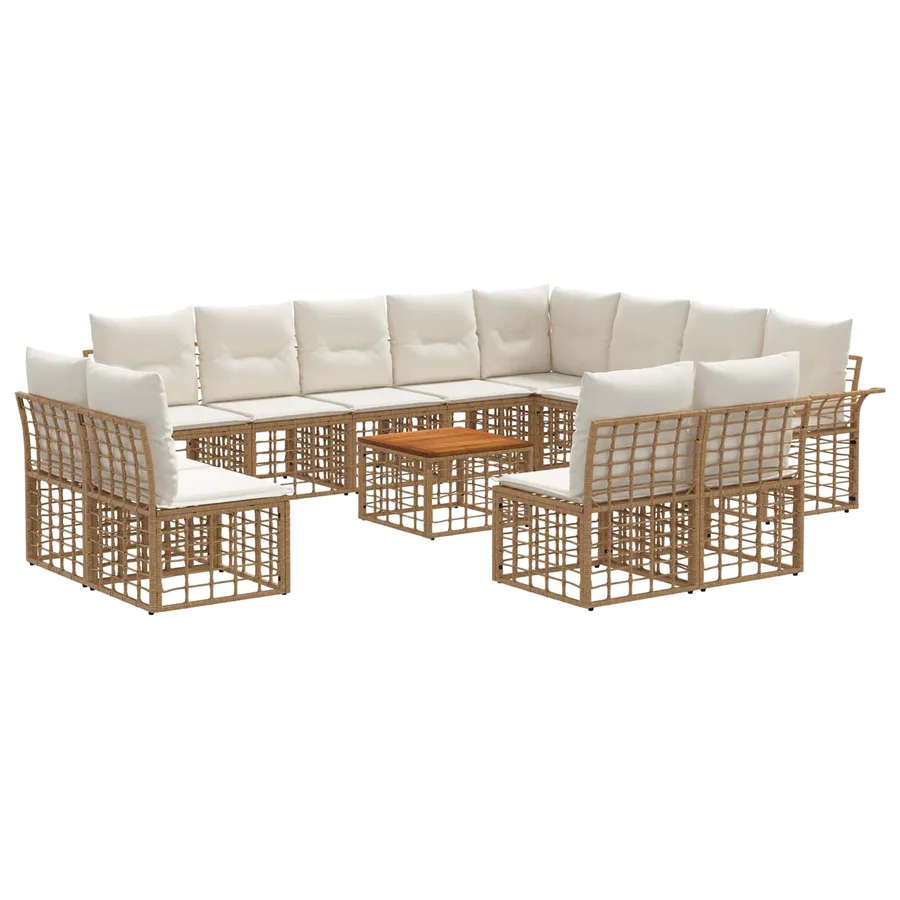 Ensemble de canapés d'extérieur 13 pcs Blanc Naturel et Crème - 2