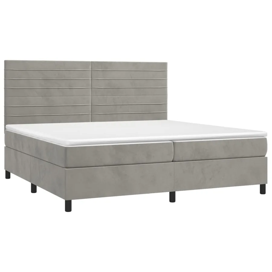 Sommier à lattes de lit avec matelas LED Gris clair 200x200 cm - 3