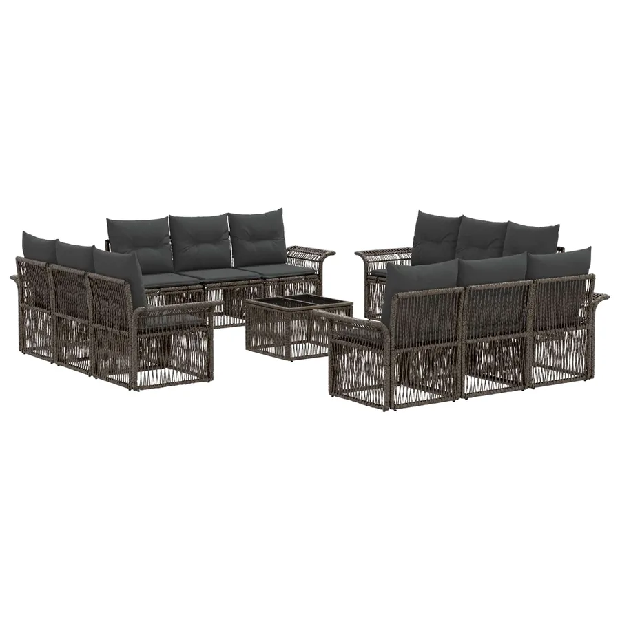 Ensemble de canapé de jardin 13 pcs Gris polyrotin - 2