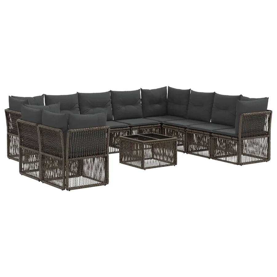 Ensemble de canapé de jardin 11 pcs Gris polyrotin