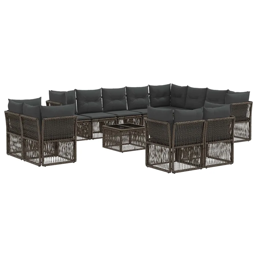Ensemble de canapé de jardin 13 pcs Gris polyrotin - 2