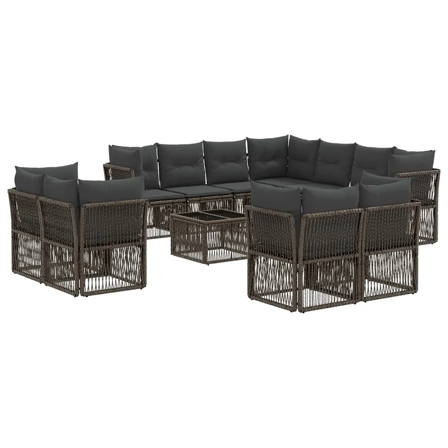 Ensemble de canapé de jardin 12 pcs Gris polyrotin - 2