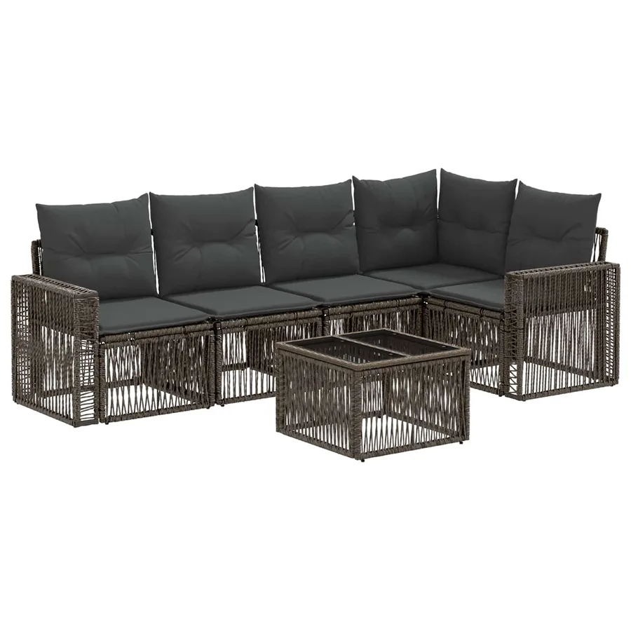 Ensemble de canapé de jardin 6 pcs Gris et Gris foncé polyrotin - 2