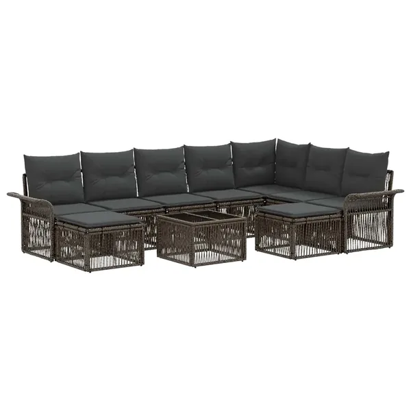 Ensemble de canapé de jardin 10 pcs Gris et Gris foncé