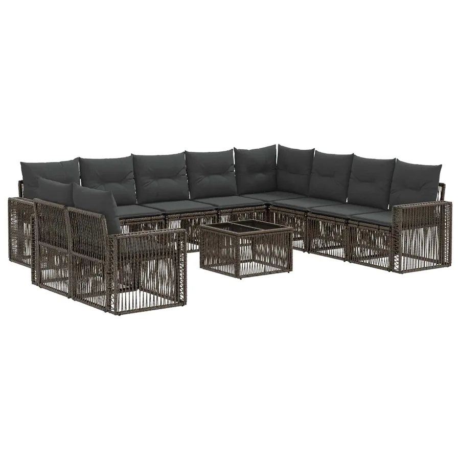 Ensemble de canapé de jardin 11 pcs Gris et Gris foncé - 2