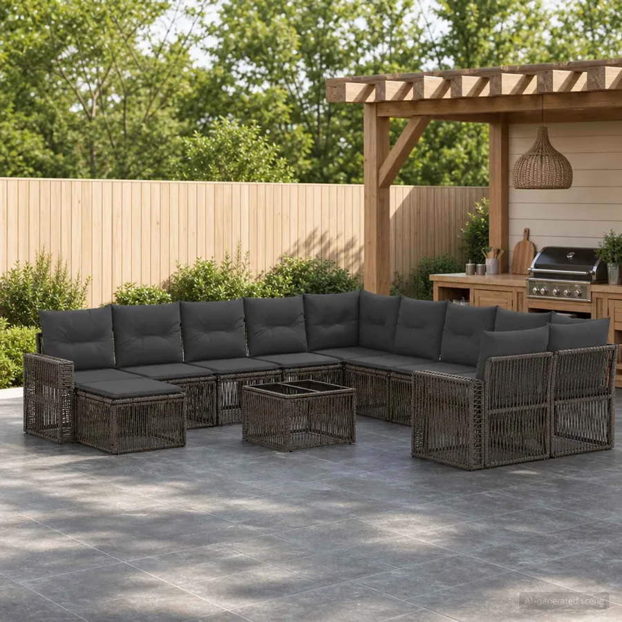 Ensemble de canapé de jardin 12 pcs Gris et Gris foncé