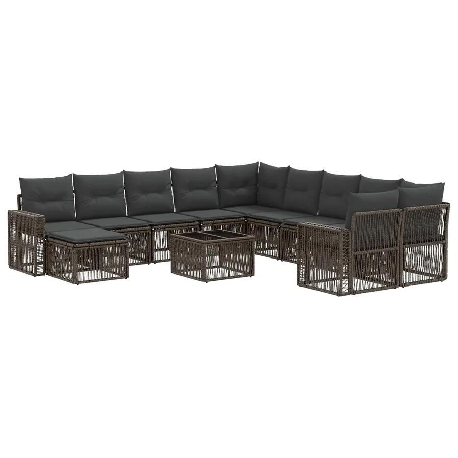 Ensemble de canapé de jardin 12 pcs Gris et Gris foncé - 2
