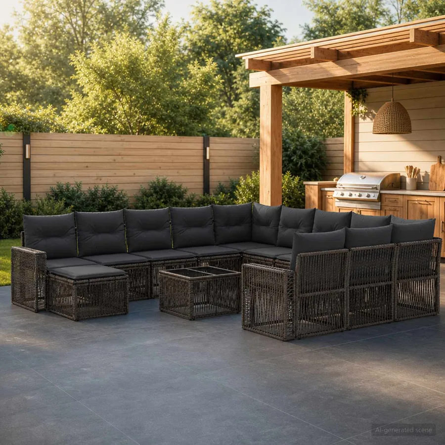 Ensemble de canapé de jardin 13 pcs Gris et Gris foncé