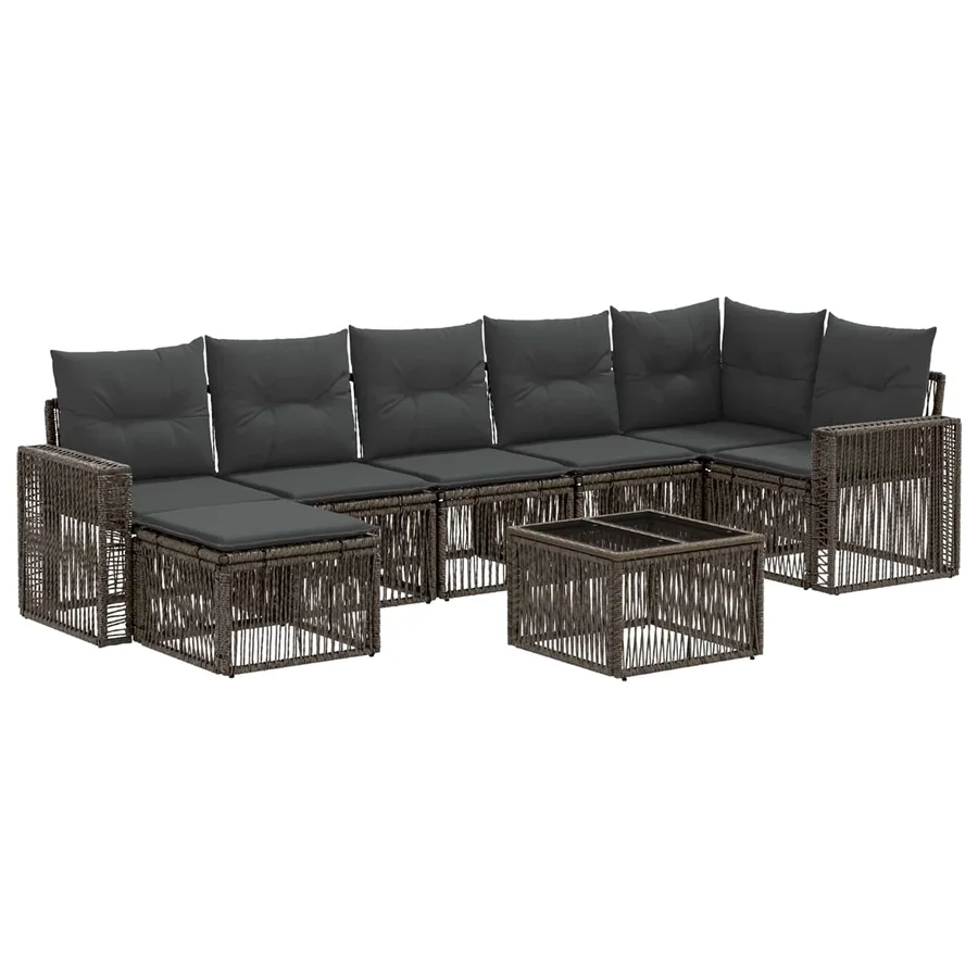 Ensemble de canapé de jardin 8 pcs Gris et Gris foncé polyrotin - 2