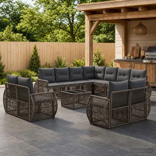 Ensemble de canapé de jardin 12 pcs Gris et Gris foncé