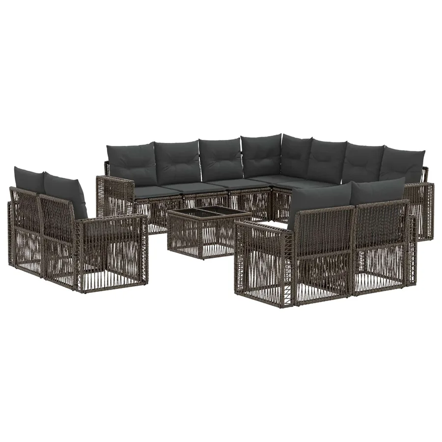 Ensemble de canapé de jardin 12 pcs Gris et Gris foncé - 2
