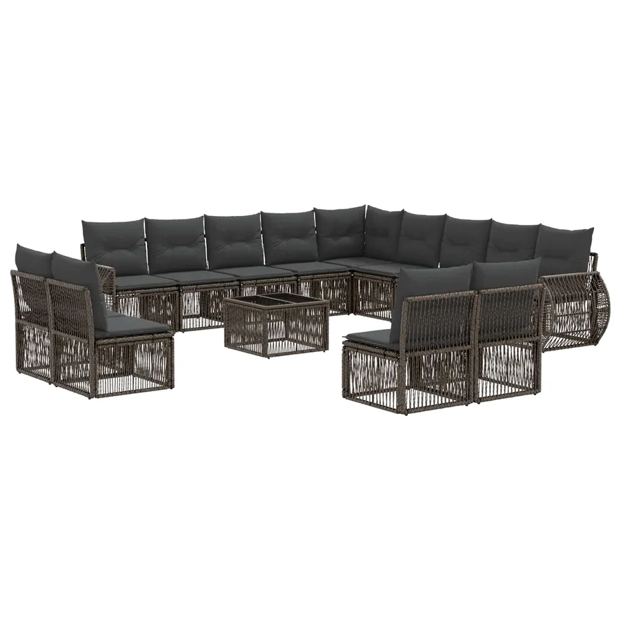 Ensemble de canapé de jardin 14 pcs Gris et Gris foncé - 2