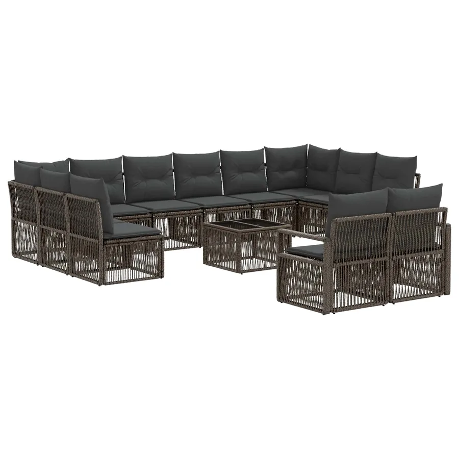 Ensemble de canapé de jardin 13 pcs Gris polyrotin - 2