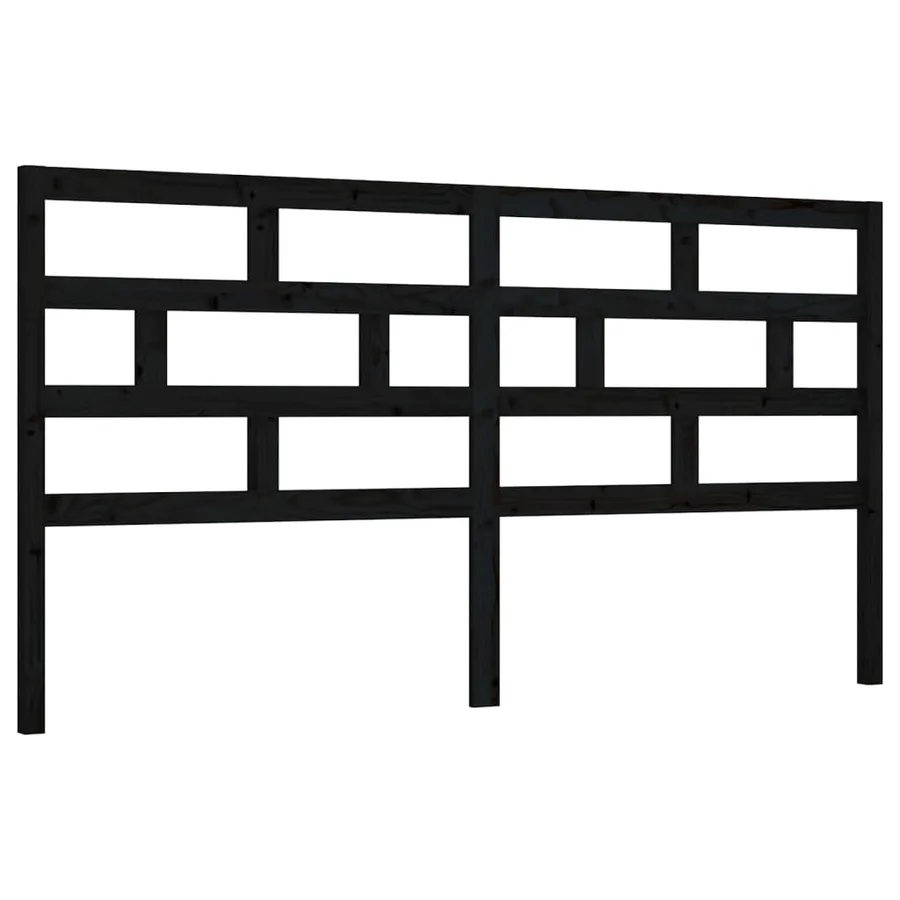 Tête de lit Noir 186x4x100 cm Bois massif de pin - 2