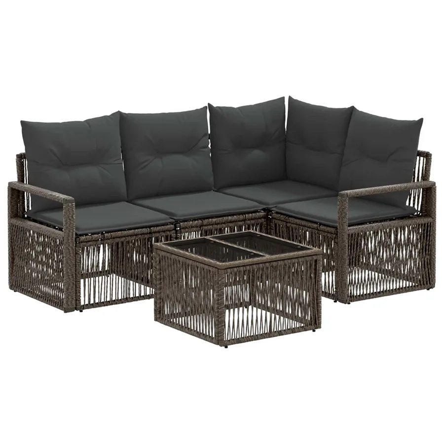 Ensemble de canapé de jardin 5 pcs Gris polyrotin - 2