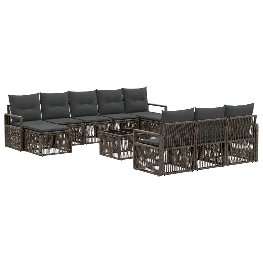 Ensemble de canapé de jardin 11 pcs Gris polyrotin - 2