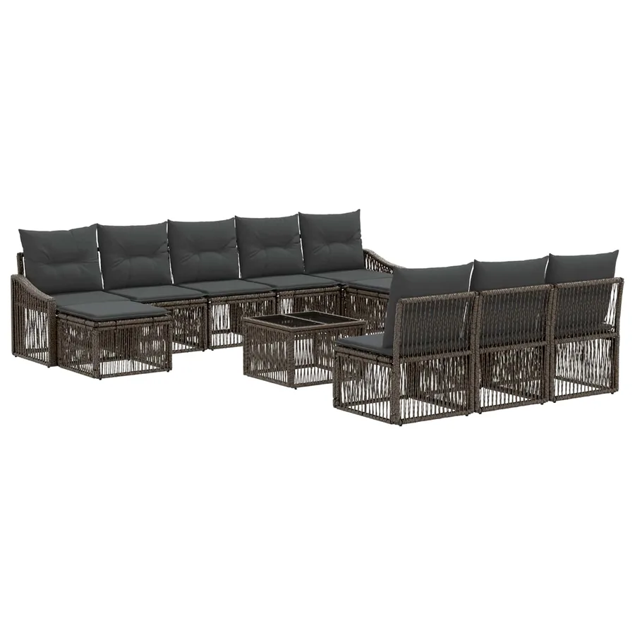 Ensemble de canapé de jardin 11 pcs Gris polyrotin - 2